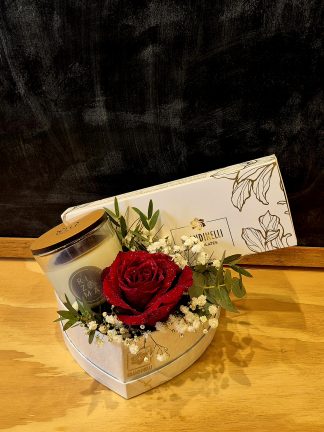 Vela Aromatica, Rosa y caja 24 Bombones
