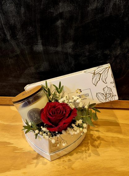 Vela Aromatica, Rosa y caja 24 Bombones