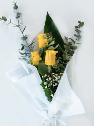 Rosas amarillas, ramo de 3