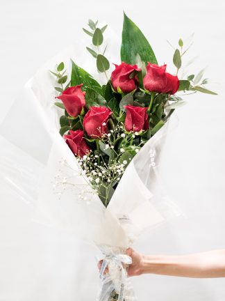 Rosas rojas, ramo de 6