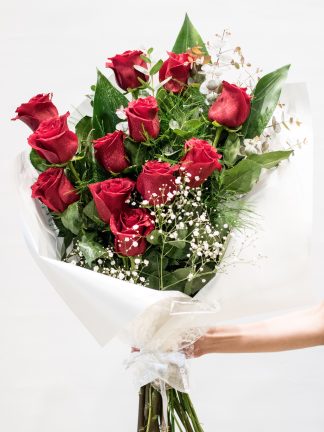 Rosas rojas, ramo de 12