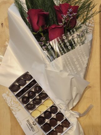 Ramo con 3 Rosas y Bombones